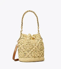 T Monogram Raffia Bucket Bag