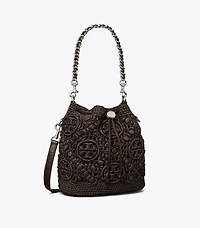 T Monogram Raffia Bucket Bag