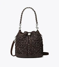 T Monogram Raffia Bucket Bag