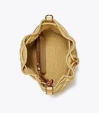 T Monogram Raffia Bucket Bag
