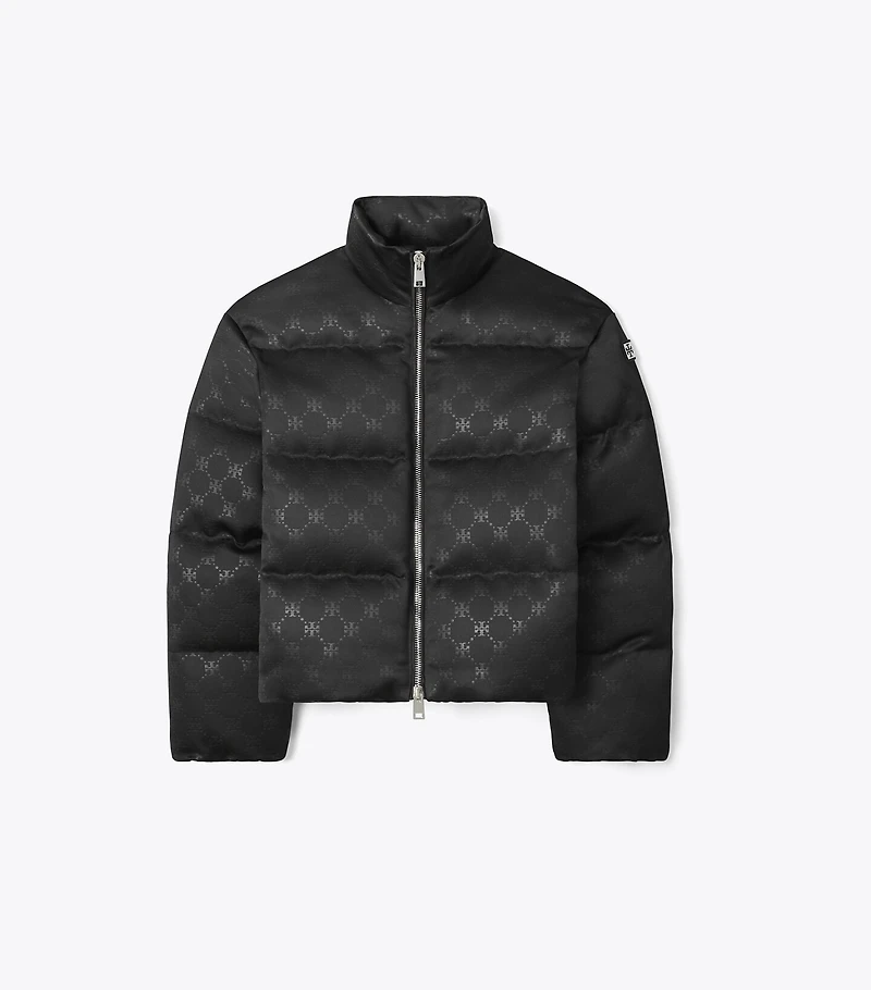T Monogram Satin Puffer Jacket