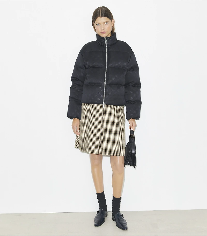 T Monogram Satin Puffer Jacket