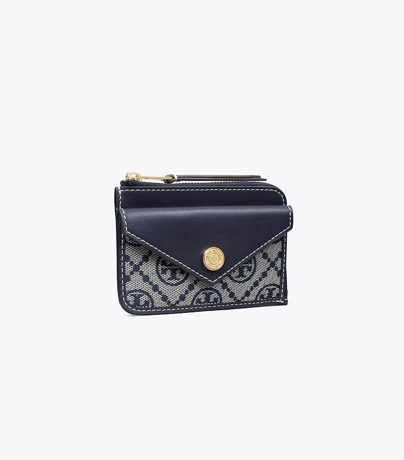 T Monogram Zip Card Case