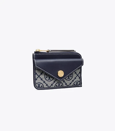 T Monogram Zip Card Case