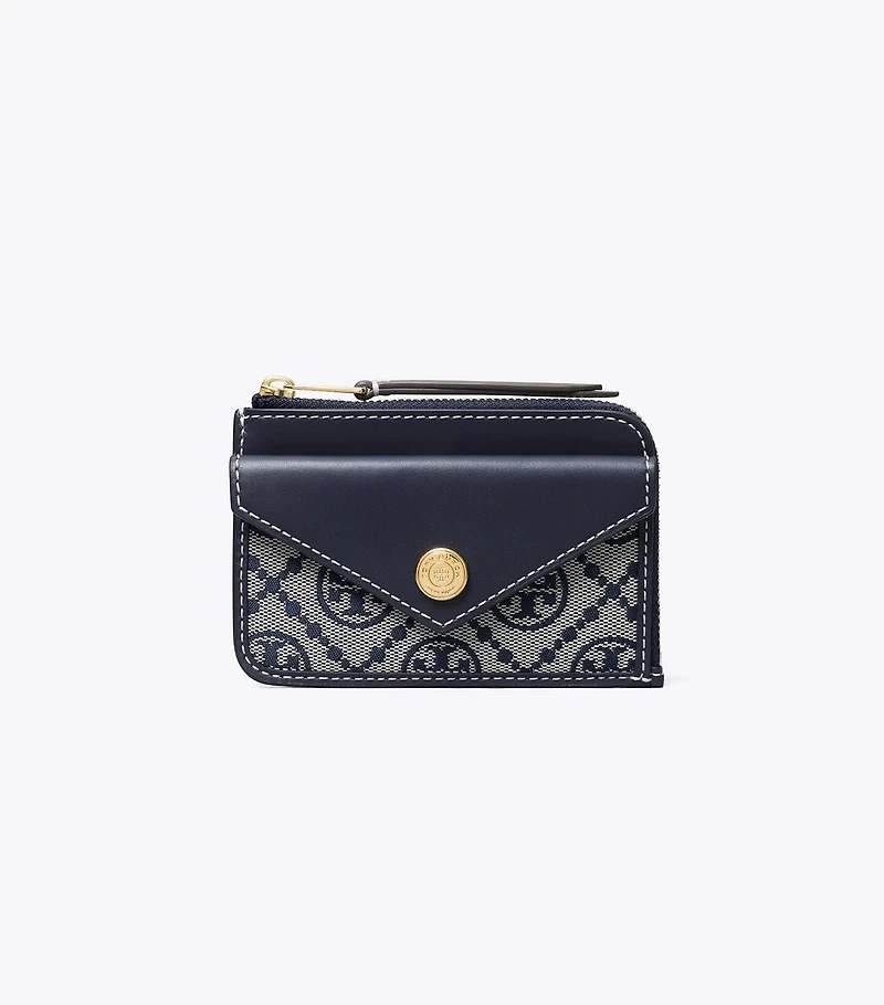 T Monogram Zip Card Case