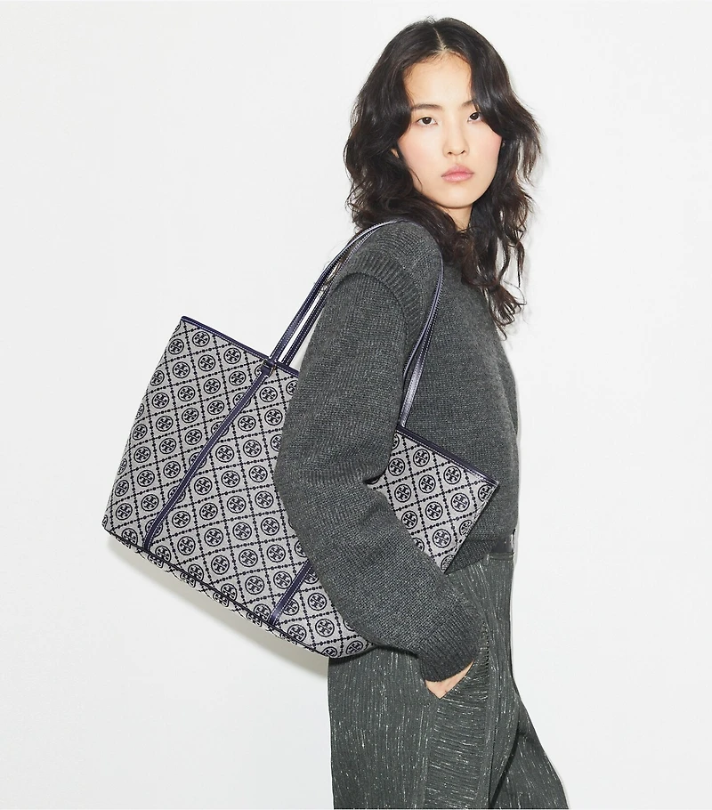 T Monogram Zip Tote