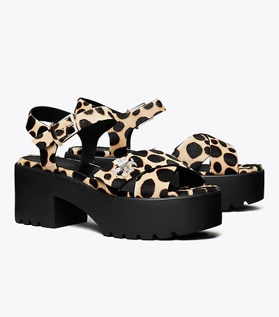 Turnlock Platform Heeled Lug Sandal