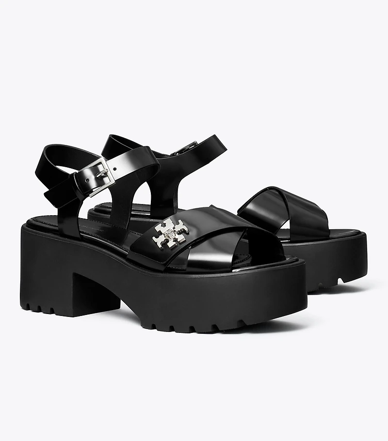 Turnlock Platform Lug Heeled Sandal