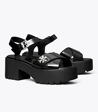 Turnlock Platform Lug Heeled Sandal