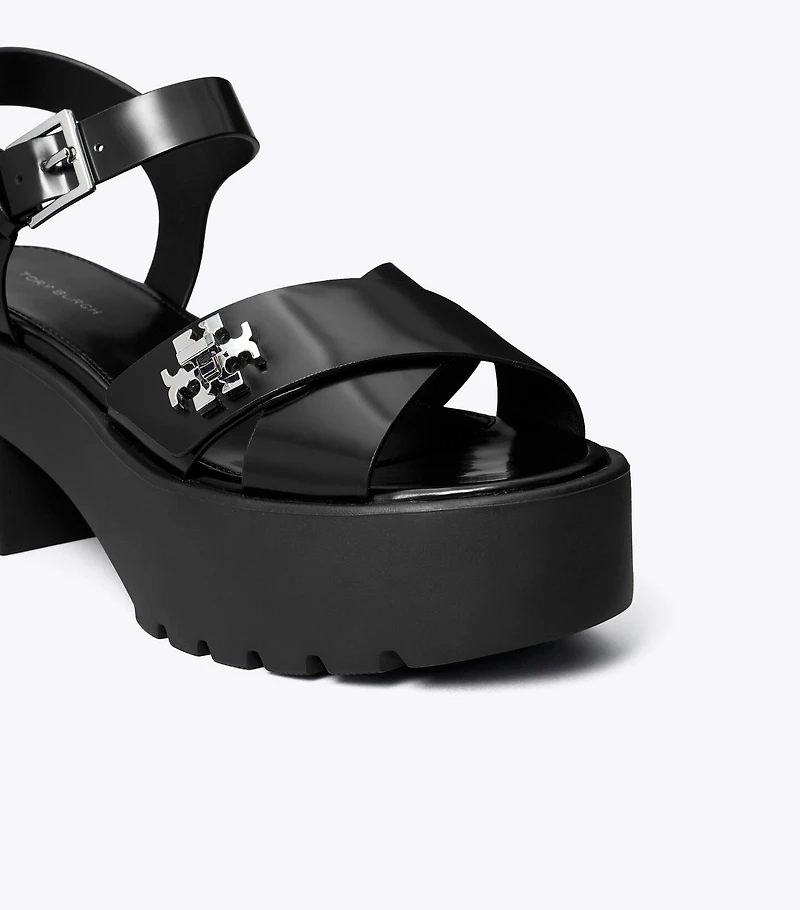 Turnlock Platform Lug Heeled Sandal