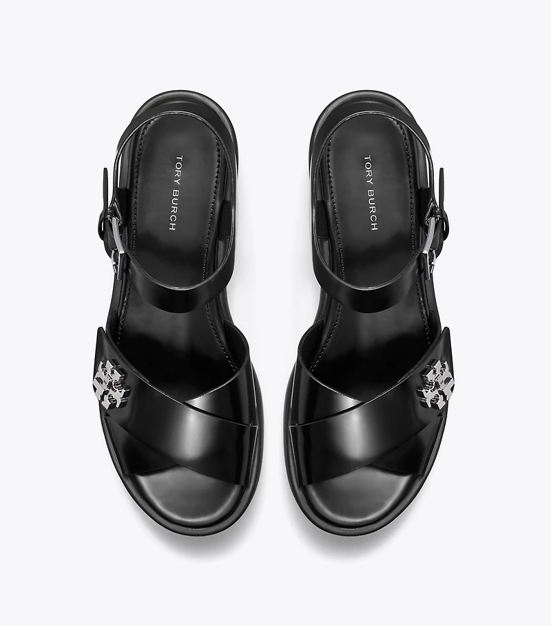 Turnlock Platform Lug Heeled Sandal