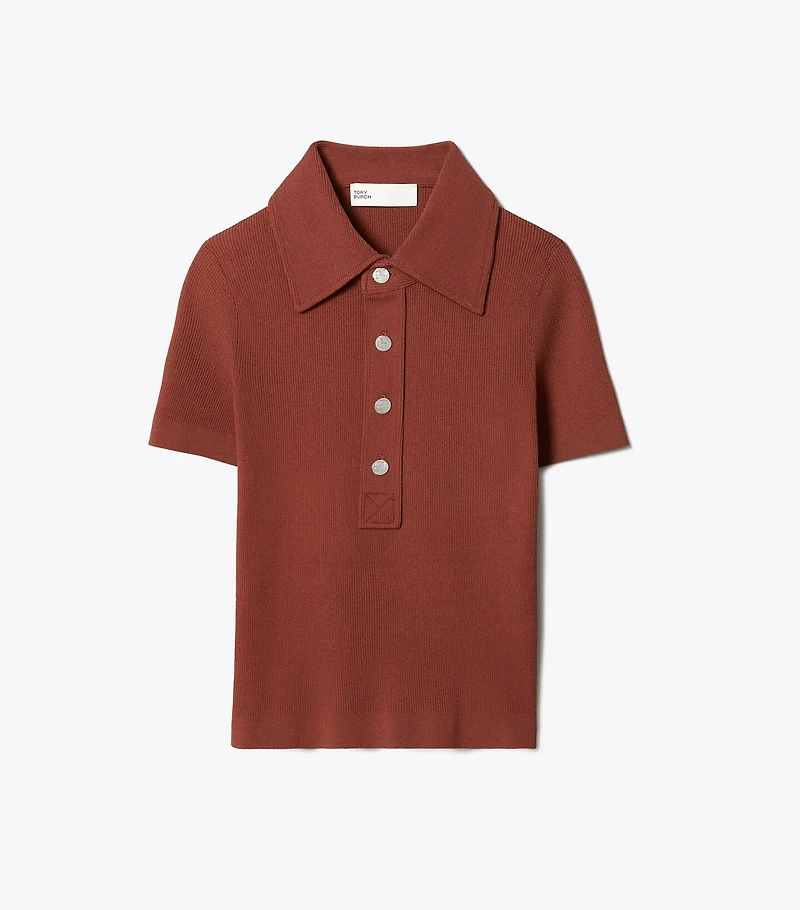 Viscose Ribbed Polo Sweater