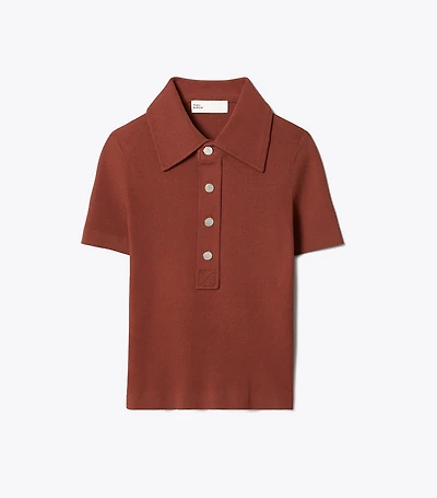 Viscose Ribbed Polo Sweater