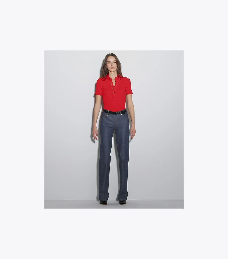 Viscose Ribbed Polo Sweater