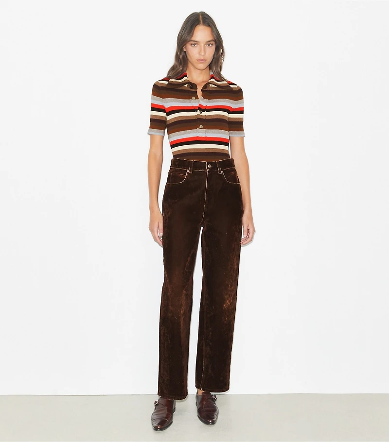 Viscose Striped Ribbed Polo