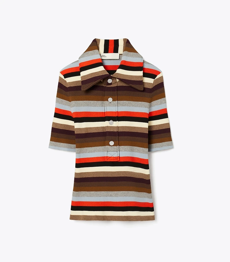 Viscose Striped Ribbed Polo