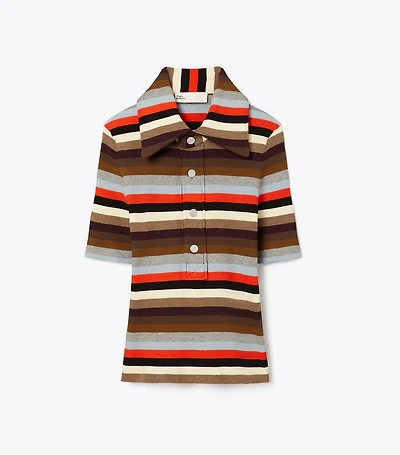 Viscose Striped Ribbed Polo