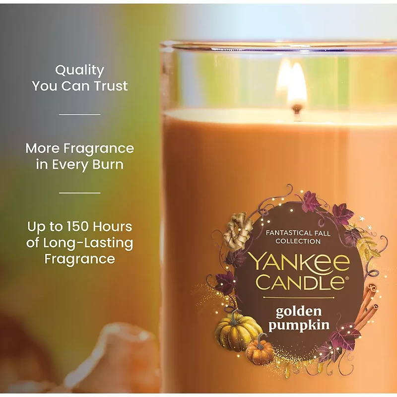 Golden Pumpkin Medium Pillar Candle