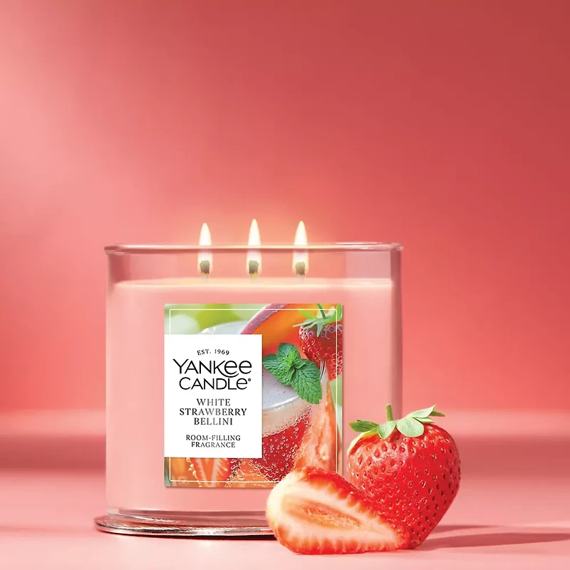 White Strawberry Bellini 3-Wick Candle
