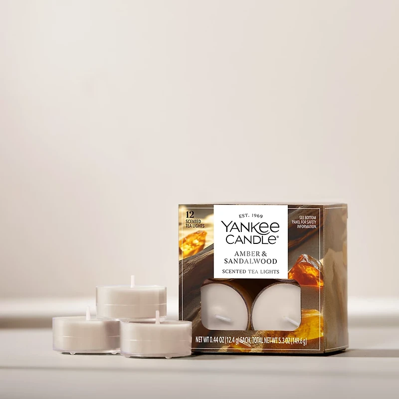 Amber & Sandalwood Scented Tea Light Candles