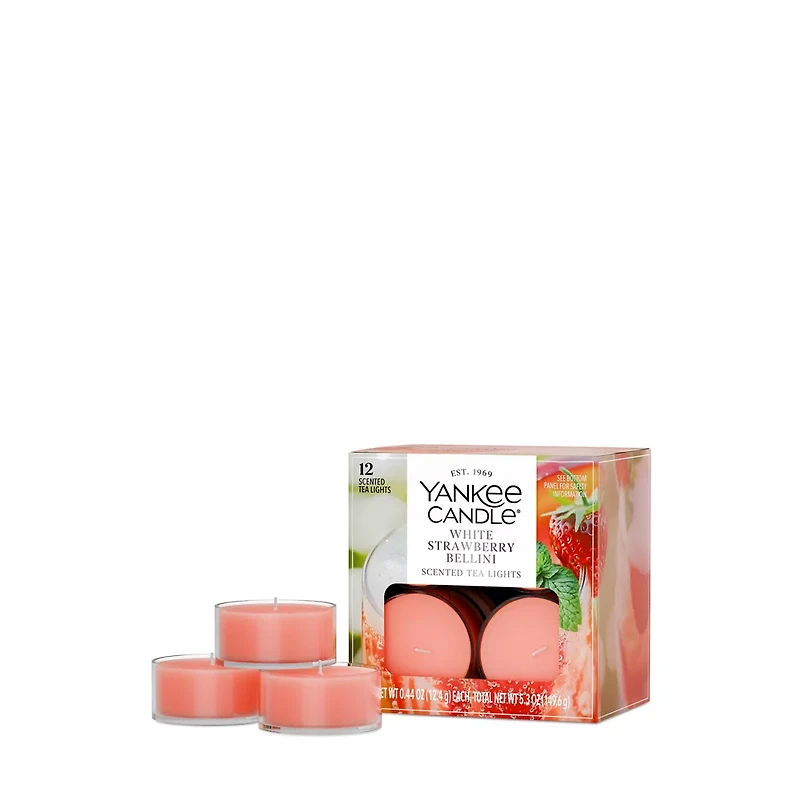 White Strawberry Bellini Scented Tea Light Candles