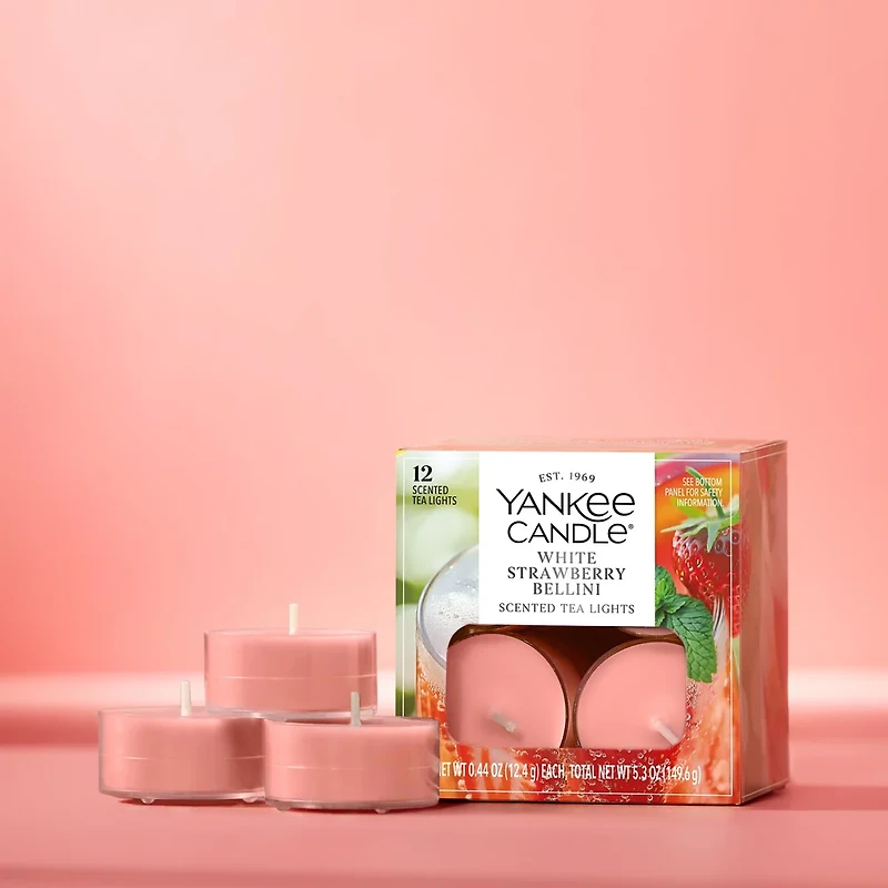 White Strawberry Bellini Scented Tea Light Candles