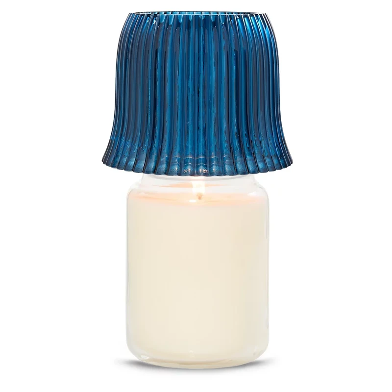 Blue Ribbed Jar Candle Shade