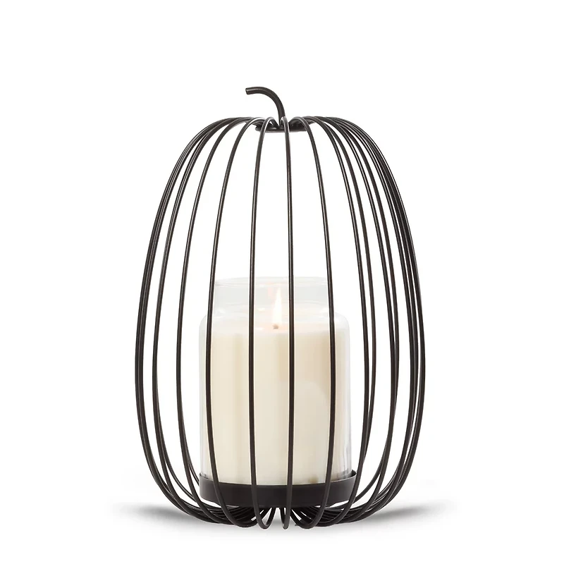 Caged Pumpkin Jar Candle Holder