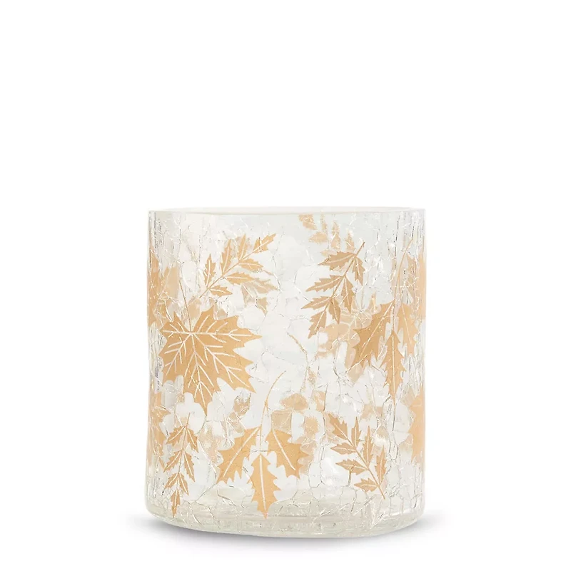 Crackle Leaves Tea Light Candle Holder