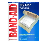BAND-AID Brand Tru-Stay Adhesive Pads, Large Sterile Bandages, 10 ct