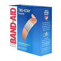 Band-Aid Tru-Stay Plastic Adhesive Bandages, All One Size, 60 ct