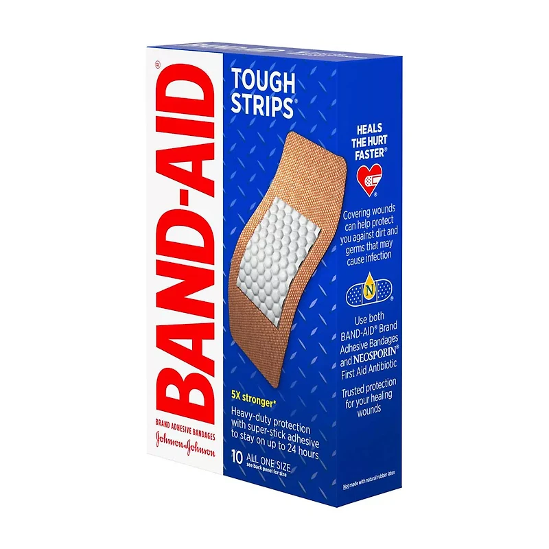 Band-Aid Brand Tough Strips Extra Durable Adhesive Bandages, Extra Large, 10 ct