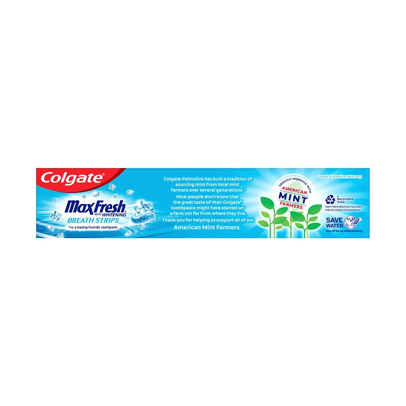 Colgate Max Fresh Whitening Toothpaste with Mini Breath Strips, Cool Mint, 6.3 oz