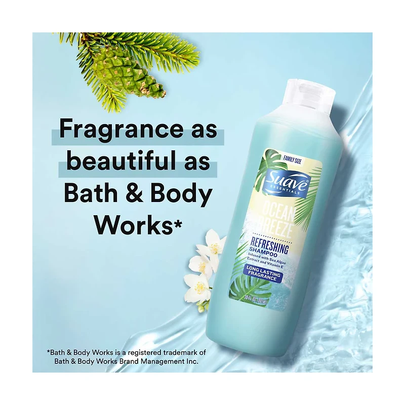 Suave Essentials Ocean Breeze Refreshing Shampoo, 22.5 fl oz