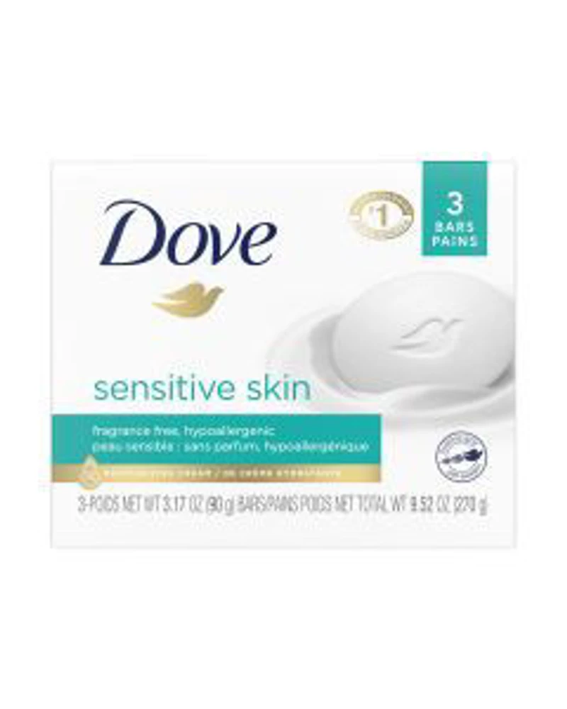 Dove Sensitive Skin Beauty Bar Soap, 3.17 oz, 3 ct