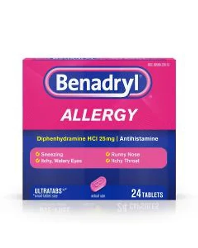 Benadryl Allergy Relief Ultratabs, 25 mg, 24 ct