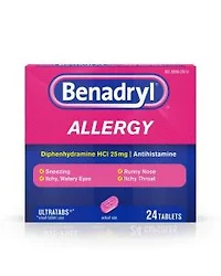 Benadryl Allergy Relief Ultratabs, 25 mg, 24 ct