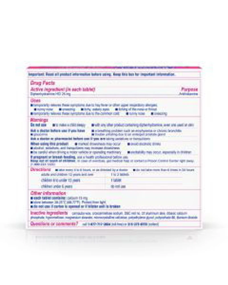 Benadryl Allergy Relief Ultratabs, 25 mg, 24 ct