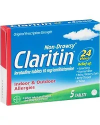 Claritin 24-Hour Non-Drowsy Allergy Tablets, Loratadine 10 mg, Antihistamine, 5 ct