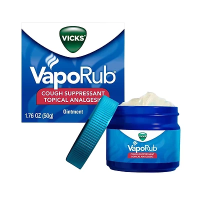 Vicks VapoRub Cough Suppressant, Topical Analgesic Ointment, 1.76 oz