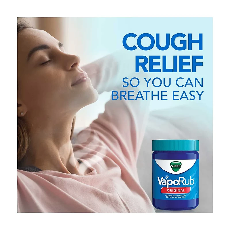 Vicks VapoRub Cough Suppressant, Topical Analgesic Ointment, 1.76 oz