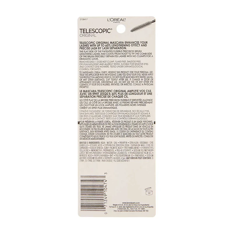 L'Oreal Paris Telescopic Mascara, 910 Blackest Black