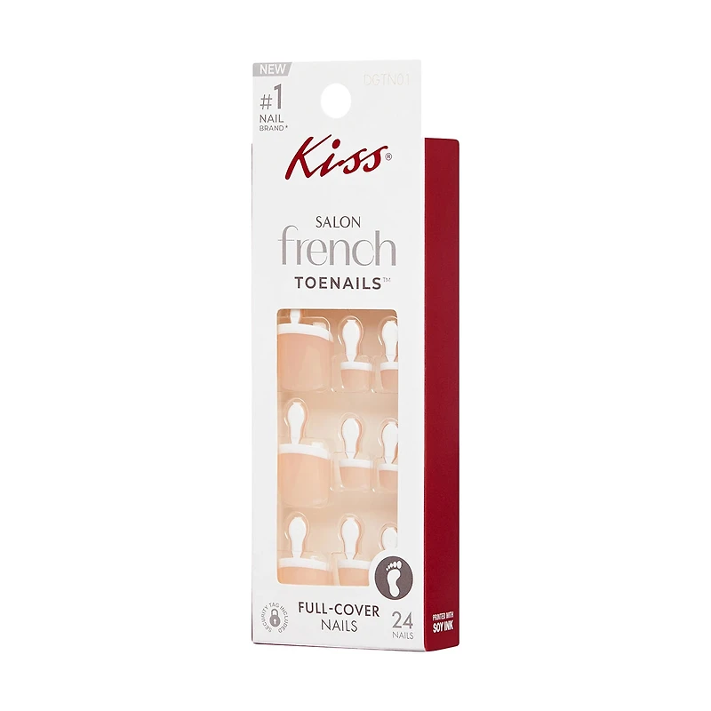 Kiss Pink Salon French Toenails with Self Tabs in Petite Pink