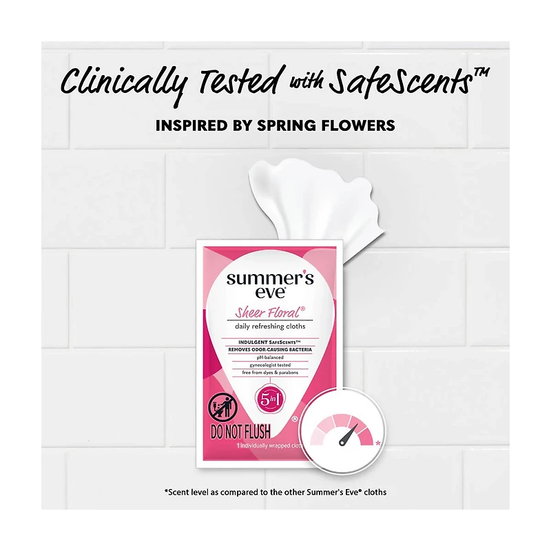 Summer's Eve Sheer Floral Feminine Wipes, 12 ct