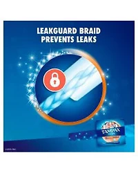 Tampax Pearl Tampons, with LeakGuard Braid, Super Plus Absorbency, Unscented, 18 Count