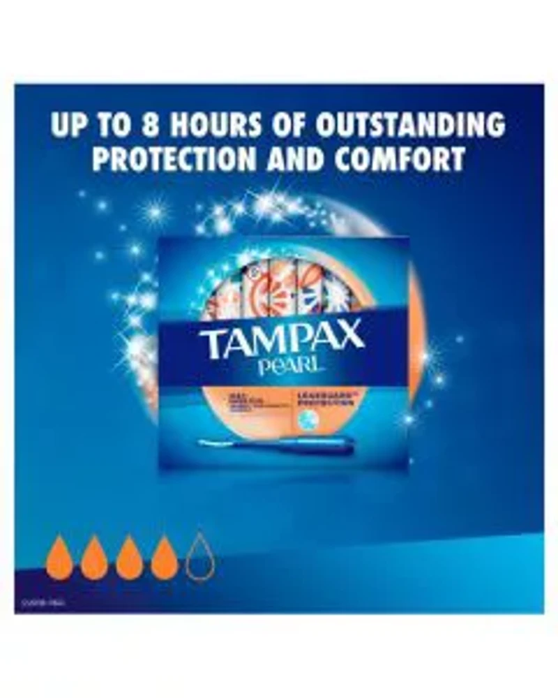 Tampax Pearl Tampons, with LeakGuard Braid, Super Plus Absorbency, Unscented, 18 Count