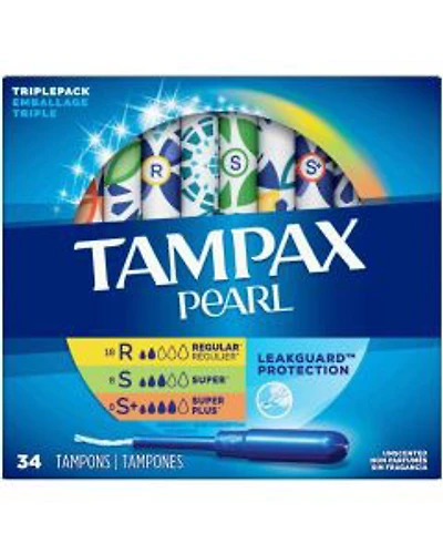 Tampax Pearl Triple Pack Tampons, 34 ct