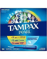 Tampax Pearl Triple Pack Tampons, 34 ct