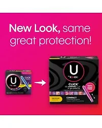 U by Kotex Click Compact Tampons, Regular Absorbency, Unscented, 16 ct