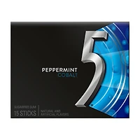 Wrigley's 5 Peppermint Cobalt Sugarfree Chewing Gum, 15 Sticks